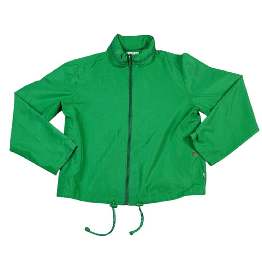 Vintage Calvin Klein Jacket Womens Large Green Hidden Hood Windbreaker **READ**